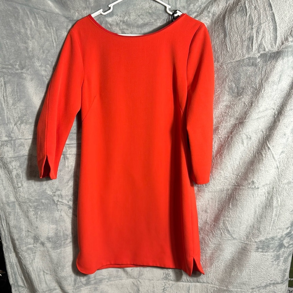 Vince Camuto  dress NWT women size 12 orange‎ gold zipper down back midi length